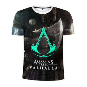 Мужская футболка 3D спортивная с принтом ASSASSINS CREED VALHALLA в Тюмени, 100% полиэстер с улучшенными характеристиками | приталенный силуэт, круглая горловина, широкие плечи, сужается к линии бедра | s creed | ассасин | ассасин крид. | скандинавия