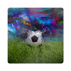 Магнит виниловый Квадрат с принтом Мяч в Тюмени, полимерный материал с магнитным слоем | размер 9*9 см, закругленные углы | газон | гол | игры | космос | красивая | модная | мяч | мячик | распад | спортивная | стильная | футбол | футболист