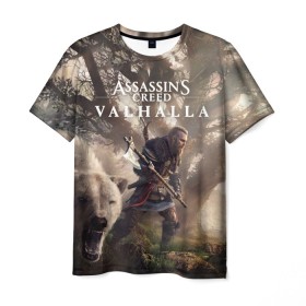 Мужская футболка 3D с принтом Assassin’s Creed Valhalla в Тюмени, 100% полиэфир | прямой крой, круглый вырез горловины, длина до линии бедер | action | creed | eivor | rpg | ubisoft | valhalla | viking | vikings | англия | ассасин | ассасина | вальгалла | викинг | викинги | кредо | эйвор