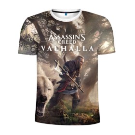 Мужская футболка 3D спортивная с принтом Assassin’s Creed Valhalla в Тюмени, 100% полиэстер с улучшенными характеристиками | приталенный силуэт, круглая горловина, широкие плечи, сужается к линии бедра | action | creed | eivor | rpg | ubisoft | valhalla | viking | vikings | англия | ассасин | ассасина | вальгалла | викинг | викинги | кредо | эйвор