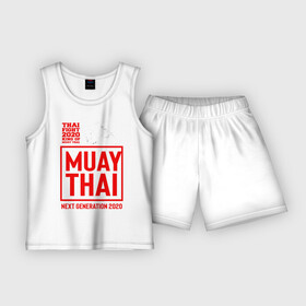 Детская пижама с шортами хлопок с принтом MUAY THAI в Тюмени,  |  | Тематика изображения на принте: boxing | fight | kickboxing | mma | muay thai | боец | бокс | мма | муай тай | тайский бокс