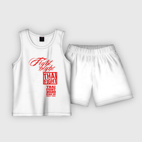 Детская пижама с шортами хлопок с принтом Fight night Muay Thai в Тюмени,  |  | boxing | fight night | kikcboxing | mma | muay thai | муай тай | тайский бокс