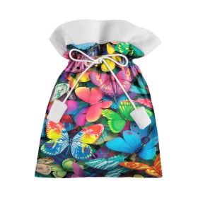 Подарочный 3D мешок с принтом Радужный рой в Тюмени, 100% полиэстер | Размер: 29*39 см | бабочка | бабочки | белый | бирюзовый | зеленый | красный | розовый | серый | синий | фиолетовый | яркий цвет