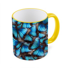 Кружка с принтом Небесный рой в Тюмени, керамика | ёмкость 330 мл | бабочка | бабочки | белый | синий | черный | яркий цвет