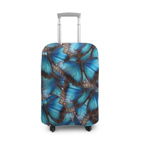Чехол для чемодана 3D с принтом Небесный рой в Тюмени, 86% полиэфир, 14% спандекс | двустороннее нанесение принта, прорези для ручек и колес | бабочка | бабочки | белый | синий | черный | яркий цвет