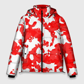 Мужская зимняя куртка 3D с принтом Красно-белая в Тюмени, верх — 100% полиэстер; подкладка — 100% полиэстер; утеплитель — 100% полиэстер | длина ниже бедра, свободный силуэт Оверсайз. Есть воротник-стойка, отстегивающийся капюшон и ветрозащитная планка. 

Боковые карманы с листочкой на кнопках и внутренний карман на молнии. | городской камуфляж | подарок мужчине | подарок на 23 февраля | подарок на день защитника отечества | подарок на день рождения | подарок парню | спартак москва | фк спартак