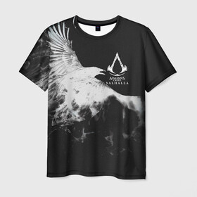 Мужская футболка 3D с принтом ASSASSIN`S CREED VALHALLA в Тюмени, 100% полиэфир | прямой крой, круглый вырез горловины, длина до линии бедер | crow | slayer | valhalla | vikings | асасин | ассасин крид | ассассин | вальхалла | викинги | ворон | тамплиеры