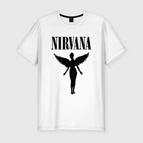 Мужская футболка премиум с принтом NIRVANA в Тюмени, 92% хлопок, 8% лайкра | приталенный силуэт, круглый вырез ворота, длина до линии бедра, короткий рукав | nirvana | nirvana smells | nirvana smells like | teen spirit | курт кобейн | нирвана | нирвана песни.