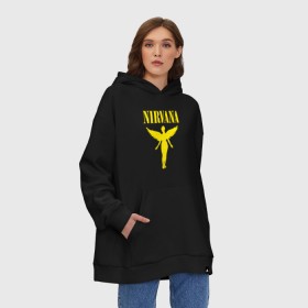 Худи SuperOversize хлопок с принтом NIRVANA в Тюмени, 70% хлопок, 30% полиэстер, мягкий начес внутри | карман-кенгуру, эластичная резинка на манжетах и по нижней кромке, двухслойный капюшон
 | nirvana | nirvana smells | nirvana smells like | teen spirit | курт кобейн | нирвана | нирвана песни.