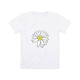 Детская футболка хлопок с принтом Ромашка в Тюмени, 100% хлопок | круглый вырез горловины, полуприлегающий силуэт, длина до линии бедер | белый цветок | лепестки | природа | растение | ромашка | цветок