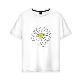Женская футболка хлопок Oversize с принтом Ромашка в Тюмени, 100% хлопок | свободный крой, круглый ворот, спущенный рукав, длина до линии бедер
 | белый цветок | лепестки | природа | растение | ромашка | цветок