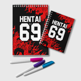 Блокнот с принтом HENTAI [02] в Тюмени, 100% бумага | 48 листов, плотность листов — 60 г/м2, плотность картонной обложки — 250 г/м2. Листы скреплены удобной пружинной спиралью. Цвет линий — светло-серый
 | Тематика изображения на принте: ahegao | anime | japan | manga | sempai | senpai | аниме | ахегао | лицо | манга | семпай | сенпай | япония