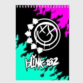 Скетчбук с принтом Blink-182 (5) в Тюмени, 100% бумага
 | 48 листов, плотность листов — 100 г/м2, плотность картонной обложки — 250 г/м2. Листы скреплены сверху удобной пружинной спиралью | Тематика изображения на принте: blink | music | rock | блинк | музыка | рок