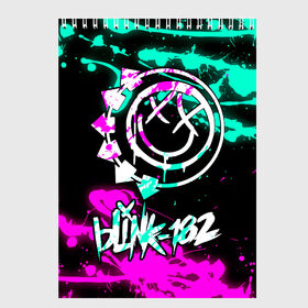 Скетчбук с принтом Blink-182 (6) в Тюмени, 100% бумага
 | 48 листов, плотность листов — 100 г/м2, плотность картонной обложки — 250 г/м2. Листы скреплены сверху удобной пружинной спиралью | Тематика изображения на принте: blink | music | rock | блинк | музыка | рок