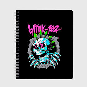 Тетрадь с принтом Blink-182 (8) в Тюмени, 100% бумага | 48 листов, плотность листов — 60 г/м2, плотность картонной обложки — 250 г/м2. Листы скреплены сбоку удобной пружинной спиралью. Уголки страниц и обложки скругленные. Цвет линий — светло-серый
 | Тематика изображения на принте: blink | music | rock | блинк | музыка | рок