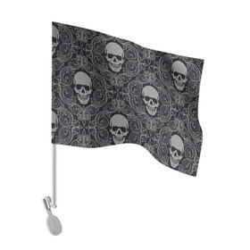 Флаг для автомобиля с принтом Весёлый Роджер в Тюмени, 100% полиэстер | Размер: 30*21 см | белый | веселый роджер | день мёртвых | череп | черепа | черный