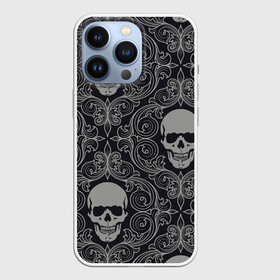 Чехол для iPhone 13 Pro с принтом Весёлый Роджер в Тюмени,  |  | белый | веселый роджер | день мёртвых | череп | черепа | черный
