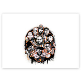 Поздравительная открытка с принтом Wu-Tang Clan. в Тюмени, 100% бумага | плотность бумаги 280 г/м2, матовая, на обратной стороне линовка и место для марки
 | genius gza | method man | razor rza | wu tang | wu tang clan | ву танг клан | гангста рэп | гангстеры | девяти человек | музыка | хип хоп