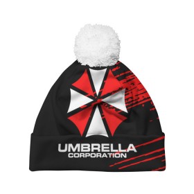 Шапка 3D c помпоном с принтом Umbrella Corporation. в Тюмени, 100% полиэстер | универсальный размер, печать по всей поверхности изделия | resident evil | umbrella corporation | амбрелла | амбрелла корпорейшн | вирус | вымышленная военная и фармацевтическая корпорация | игра | умбрелла