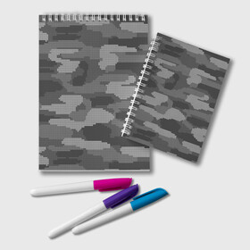 Блокнот с принтом ВЯЗАНЫЙ КАМУФЛЯЖ в Тюмени, 100% бумага | 48 листов, плотность листов — 60 г/м2, плотность картонной обложки — 250 г/м2. Листы скреплены удобной пружинной спиралью. Цвет линий — светло-серый
 | camouflage | армия | военная форма | военный | вооружение | вооруженные силы | вязанный | вязаный | защита | защитный цвет | камуфляж | маскировка | серый | солдат | униформа | форма