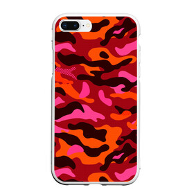 Чехол для iPhone 7Plus/8 Plus матовый с принтом CAMOUFLAGE RED в Тюмени, Силикон | Область печати: задняя сторона чехла, без боковых панелей | Тематика изображения на принте: camouflage | армия | военная форма | военный | вооружение | вооруженные силы | защита | защитный цвет | камуфляж | красный | маскировка | солдат | униформа | форма