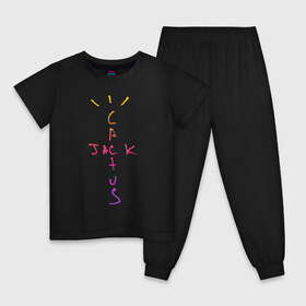 Детская пижама хлопок с принтом TRAVIS SCOTT в Тюмени, 100% хлопок |  брюки и футболка прямого кроя, без карманов, на брюках мягкая резинка на поясе и по низу штанин
 | Тематика изображения на принте: fortnite | fortnite 2 | fortnite x маршмелло | ikonik | marshmello | ninja | ninja streamer | travis scott | иконик | ниндзя | пили | трэвис скотт | фортнайт | фортнайт 2 | фортнайт глава 2
