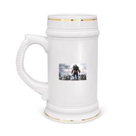 Кружка пивная с принтом Assassins Creed Valhalla в Тюмени,  керамика (Материал выдерживает высокую температуру, стоит избегать резкого перепада температур) |  объем 630 мл | 