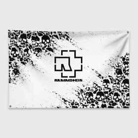 Флаг-баннер с принтом RAMMSTEIN в Тюмени, 100% полиэстер | размер 67 х 109 см, плотность ткани — 95 г/м2; по краям флага есть четыре люверса для крепления | lindemann | lm | rammstein | rock | кристиан лоренц | линдеманн | лм | музыка | рамштайн | рок | тилль линдеманн