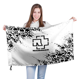Флаг 3D с принтом RAMMSTEIN в Тюмени, 100% полиэстер | плотность ткани — 95 г/м2, размер — 67 х 109 см. Принт наносится с одной стороны | lindemann | lm | rammstein | rock | кристиан лоренц | линдеманн | лм | музыка | рамштайн | рок | тилль линдеманн