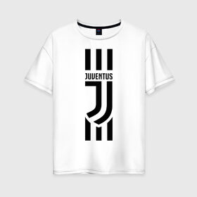 Женская футболка хлопок Oversize с принтом JUVENTUS в Тюмени, 100% хлопок | свободный крой, круглый ворот, спущенный рукав, длина до линии бедер
 | cr7 | fc juventus | football | juve | juventus | ronaldo | sport | роналдо | спорт | футбол | ювентус