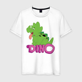 Мужская футболка хлопок с принтом BABYDINO в Тюмени, 100% хлопок | прямой крой, круглый вырез горловины, длина до линии бедер, слегка спущенное плечо. | bamm bamm rubble | barney rubble | bedrock | betty rubble | dino | flintstones | fred flintstone | hoppy | pebbles | stone age | vdgerir | wilma | флинстоун | флинтстоун