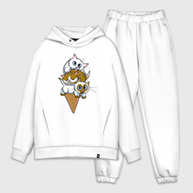 Мужской костюм хлопок OVERSIZE с принтом Ice Cream Cats в Тюмени,  |  | animal | cat | cute | kitty | meow | друг | еда | животные | киска | китти | кот | котенок | котик | кошечка | кошка | лев | леопард | милый | мороженое | мур | мяу | пантера | питомец | рысь | тигр | улыбка