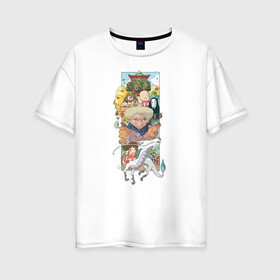 Женская футболка хлопок Oversize с принтом Унесённые призраками в Тюмени, 100% хлопок | свободный крой, круглый ворот, спущенный рукав, длина до линии бедер
 | studio ghibli | аниме | унесённые призраками | хаяо миядзаки