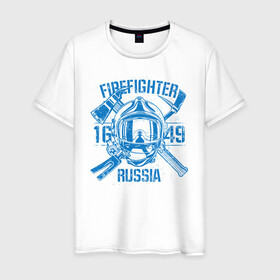Мужская футболка хлопок с принтом FIREFIGHTER RUSSIA в Тюмени, 100% хлопок | прямой крой, круглый вырез горловины, длина до линии бедер, слегка спущенное плечо. | 112 | 23 февраля | 27 декабря | firefighter | герб | гкчс | знак | лого | логотип | министерство | мчс | мчс россии | мчсник | по чрезв | пожарная охрана | пожарник | пожарный | пч | россии | рф | символ | ситуации