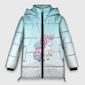 Женская зимняя куртка 3D с принтом единорог на небесно-голубом в Тюмени, верх — 100% полиэстер; подкладка — 100% полиэстер; утеплитель — 100% полиэстер | длина ниже бедра, силуэт Оверсайз. Есть воротник-стойка, отстегивающийся капюшон и ветрозащитная планка. 

Боковые карманы с листочкой на кнопках и внутренний карман на молнии | арт | волосы | вымышленное | грива | единорог | животные | картинка | лазурный | магическое | милое существое | мультяшное | небесный | рисунок | рог | розовый | светлый | создание