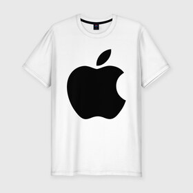Мужская футболка хлопок Slim с принтом Apple в Тюмени, 92% хлопок, 8% лайкра | приталенный силуэт, круглый вырез ворота, длина до линии бедра, короткий рукав | apple | техника | яблоко