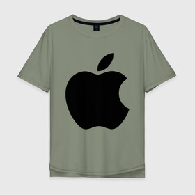 Мужская футболка хлопок Oversize с принтом Apple в Тюмени, 100% хлопок | свободный крой, круглый ворот, “спинка” длиннее передней части | apple | техника | яблоко