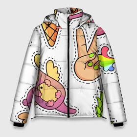 Мужская зимняя куртка 3D с принтом Emoji в Тюмени, верх — 100% полиэстер; подкладка — 100% полиэстер; утеплитель — 100% полиэстер | длина ниже бедра, свободный силуэт Оверсайз. Есть воротник-стойка, отстегивающийся капюшон и ветрозащитная планка. 

Боковые карманы с листочкой на кнопках и внутренний карман на молнии. | emoji | еда | животные | звери | наклейки | позитив | смайлы | стикеры