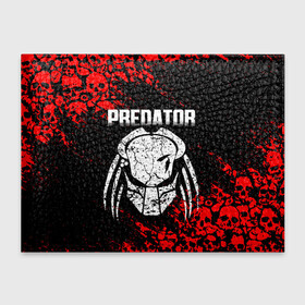 Обложка для студенческого билета с принтом PREDATOR в Тюмени, натуральная кожа | Размер: 11*8 см; Печать на всей внешней стороне | Тематика изображения на принте: aliens | avp | black | cinema | predator | кино | фильм хищник | фильмы | хищник | чёрный | чужой