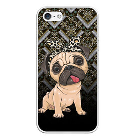 Чехол для iPhone 5/5S матовый с принтом милый мопс в Тюмени, Силикон | Область печати: задняя сторона чехла, без боковых панелей | versace | арт | версаче | гламурный | животные | золото | картинка | леопард | милый | мода | мопс | мопсиха | пес | песик | рисунок | собака