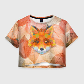Женская футболка Crop-top 3D с принтом Fox в Тюмени, 100% полиэстер | круглая горловина, длина футболки до линии талии, рукава с отворотами | art | fox | арт | графика | лисы | минимализм | рисунок
