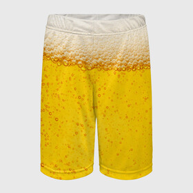 Детские спортивные шорты 3D с принтом Пиво в Тюмени,  100% полиэстер
 | пояс оформлен широкой мягкой резинкой, ткань тянется
 | Тематика изображения на принте: пенное | хмельное