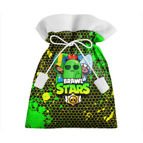 Подарочный 3D мешок с принтом BRAWL STARS TRIO в Тюмени, 100% полиэстер | Размер: 29*39 см | 8 bit | 8 бит | bibi | brawl | brawl stars | crow | leon | spike | sprout | stars | бравл | бравл старс | браво старс | игра | компьютерная | кров | леон | онлайн | старс