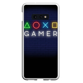 Чехол для Samsung S10E с принтом Doxo Gamer в Тюмени, Силикон | Область печати: задняя сторона чехла, без боковых панелей | Тематика изображения на принте: end of the game | game | gamepad | gamer | joystik | management | player | pleir | prefix | гаймер | джойстик | игра | игрок | конец игры | надпись | плеир | приставка | символы | сообщение | текст | управление | фраза | цитаты