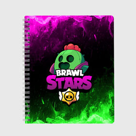 Тетрадь с принтом Spike BRAWL STARS в Тюмени, 100% бумага | 48 листов, плотность листов — 60 г/м2, плотность картонной обложки — 250 г/м2. Листы скреплены сбоку удобной пружинной спиралью. Уголки страниц и обложки скругленные. Цвет линий — светло-серый
 | brawl stars spike | spike | бравл старс спайк | бравлер | кактус | спайк