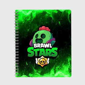 Тетрадь с принтом Spike BRAWL STARS в Тюмени, 100% бумага | 48 листов, плотность листов — 60 г/м2, плотность картонной обложки — 250 г/м2. Листы скреплены сбоку удобной пружинной спиралью. Уголки страниц и обложки скругленные. Цвет линий — светло-серый
 | brawl stars spike | spike | бравл старс спайк | бравлер | кактус | спайк