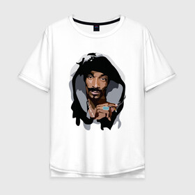 Мужская футболка хлопок Oversize с принтом Snoop Dogg в Тюмени, 100% хлопок | свободный крой, круглый ворот, “спинка” длиннее передней части | Тематика изображения на принте: 2pac | black | dog | dr dre | hip hop | rap | snoop dogg | west coast | гангстер | микрофон | музыка | рифма | рэп | рэпер | снуп дог | собака | хип хоп