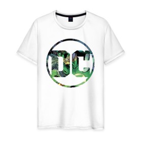 Мужская футболка хлопок с принтом Green Lantern в Тюмени, 100% хлопок | прямой крой, круглый вырез горловины, длина до линии бедер, слегка спущенное плечо. | dc | green lantern | shtatjl | зеленый фонарь | лига справедливости | логотип