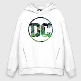 Мужское худи Oversize хлопок с принтом Green Lantern в Тюмени, френч-терри — 70% хлопок, 30% полиэстер. Мягкий теплый начес внутри —100% хлопок | боковые карманы, эластичные манжеты и нижняя кромка, капюшон на магнитной кнопке | dc | green lantern | shtatjl | зеленый фонарь | лига справедливости | логотип