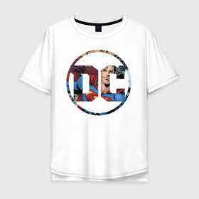 Мужская футболка хлопок Oversize с принтом Superman в Тюмени, 100% хлопок | свободный крой, круглый ворот, “спинка” длиннее передней части | dc | shtatjl | superman | логотип | супермен